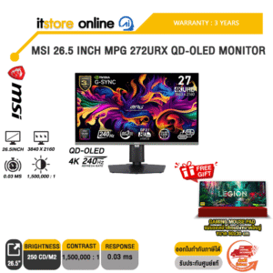 MSI 26.5 INCH MPG 272URX QD-OLED MONITOR (QD-OLED 4K/240Hz)/ประกัน 3 Years/BY ITSTORE ONLINE