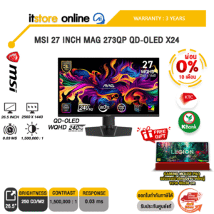 [ผ่อน 0% 10 ด.]MSI 27 INCH MAG 273QP QD-OLED X24 (QD-OLED WQHD/240Hz) /ประกัน 3 Years/BY ITSTORE ONLINE