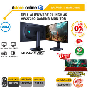 [ผ่อน 0% 10 ด.]DELL ALIENWARE 27 INCH 4K AW2725Q GAMING MONITOR (QD-OLED 4K 240Hz) /ประกัน 3 Years Onsite/BY ITSTORE ONLINE