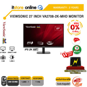 [ผ่อน 0% 6 ด.]VIEWSONIC 27 INCH VA2708-2K-MHD MONITOR (IPS 2K/100Hz)/ประกัน 3 Years/BY ITSTORE ONLINE