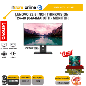 LENOVO 23.8 INCH THINKVISION T24-40 (64A4MARXTH) MONITOR /ประกัน 3 Years/BY ITSTORE ONLINE