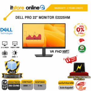 [ผ่อน 0% 3 ด.]DELL PRO 22" MONITOR E2225HM (VA FHD 100Hz)/ประกัน 3 Years Onsite/BY ITSTORE-ONLINE