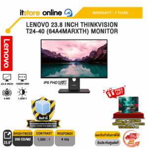 LENOVO 23.8 INCH THINKVISION T24-40 (64A4MARXTH) MONITOR /ประกัน 3 Years/BY ITSTORE ONLINE