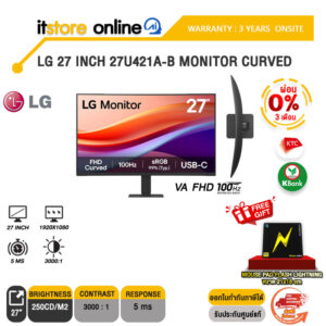[ผ่อน 0% 3 ด.]LG 27 INCH 27U421A-B MONITOR CURVED (VA FHD 100Hz)/ประกัน 3 Years Onsite/BY ITSTORE-ONLINE
