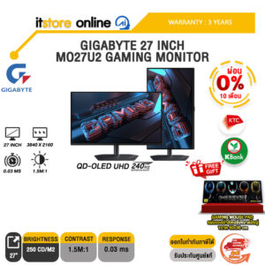 [ผ่อน 0% 10 ด.]GIGABYTE 27 INCH MO27U2 GAMING MONITOR (QD-OLED UHD 240Hz)/ประกัน 3 Years/ITSTORE-ONLINE