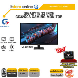 GIGABYTE 32 INCH GS32QCA GAMING MONITOR (VA 2K 180Hz)/ประกัน 3 Years/ITSTORE-ONLINE