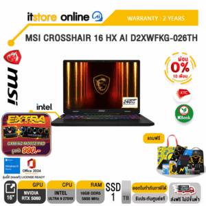 [ผ่อน 0% 10 ด.]MSI CROSSHAIR 16 HX AI D2XWFKG-026TH /Ultra 9 275HX/ประกัน 2 Years/BY ITSTORE ONLINE