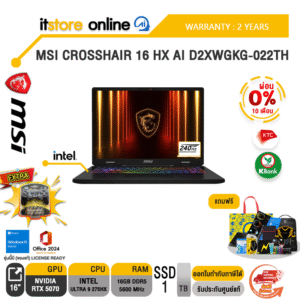 [ผ่อน 0% 10 ด.]MSI CROSSHAIR 16 HX AI D2XWGKG-022TH / Ultra 9 275HX/ประกัน 2 Years/BY ITSTORE ONLINE