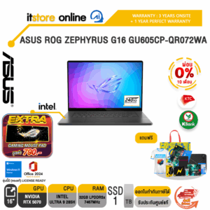 [ผ่อน 0% 10 ด.]ASUS ROG ZEPHYRUS G16 GU605CP-QR072WA /Ultra 9 285H/ประกัน 3 YEARS Onsite service+ 1Y Perfect warranty/BY ITSTORE ONLINE