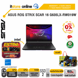 [ผ่อน 0% 10 ด.]ASUS ROG STRIX SCAR 16 G635LX-RW019W /Ultra 9 275HX/ประกัน 3 YEARS Onsite service+ 1Y Perfect warranty/BY ITSTORE ONLINE