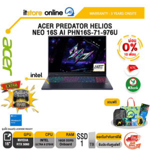 [ผ่อน 0% 10 ด.]ACER PREDATOR HELIOS NEO 16S AI PHN16S-71-976U /Ultra 9-275HX/ประกัน  3 Years Onsite/ITSTORE-ONLINE