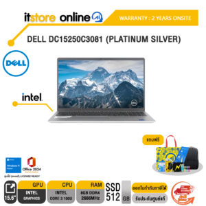 DELL DC15250C3081 (PLATINUM SILVER) /Core 3 100U/ประกัน 2 Years Onsite/BY ITSTORE-ONLINE