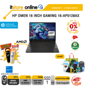 [ผ่อน 0% 10 ด.]HP OMEN 16 INCH GAMING LAPTOP 16-AM0053TX / i9-14900HX/ประกัน 3 Years Onsite/ITSTORE-ONLINE