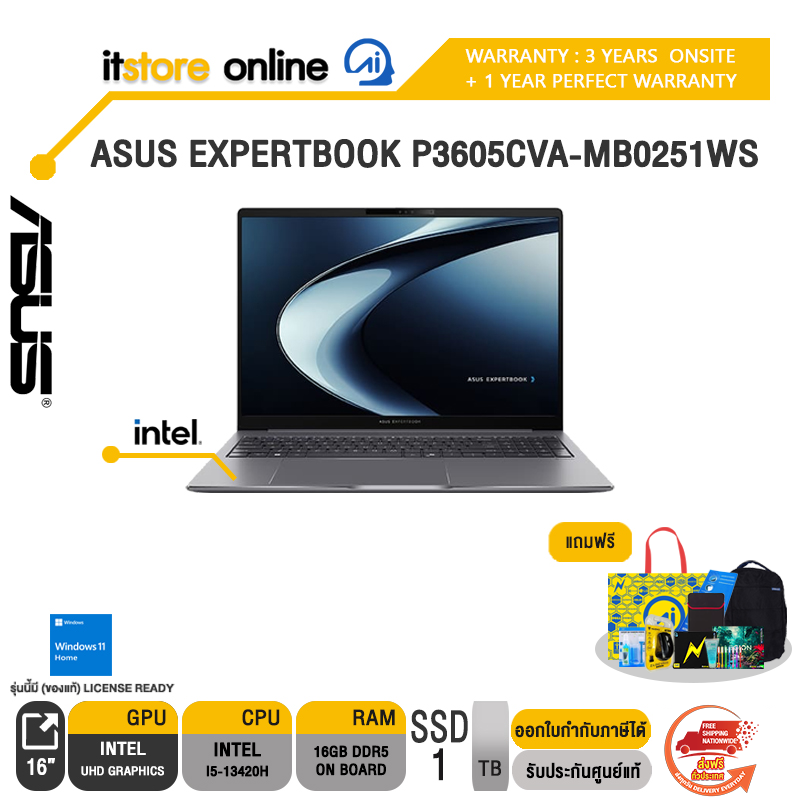ASUS EXPERTBOOK P3605CVA-MB0251WS /i5-13420H/ประกัน 3 Years Onsite + 1 Year Perfect Warranty/BY ITSTORE-ONLINE