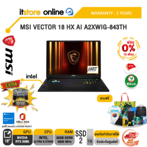 [ผ่อน 0% 10 ด.]MSI VECTOR 18 HX AI A2XWIG-843TH /Ultra 9 275HX/ประกัน 3 Years/BY ITSTORE-ONLINE
