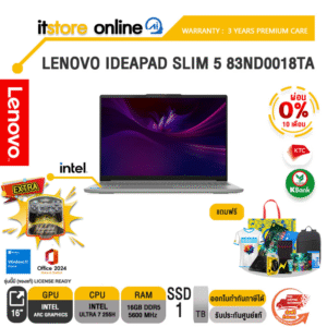 [ผ่อน 0% 10 ด.] LENOVO IDEAPAD SLIM 5 83ND0018TA /Ultra 7 255H /ประกัน 3 Years Premium Care/BY ITSTORE-ONLIN
