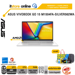 ASUS VIVOBOOK GO 15 M1504FA-SILVER562WA /R5 7520U /ประกัน 2 YEARS Onsite service+ 1Y Perfect warranty/BY ITSTORE-ONLINE
