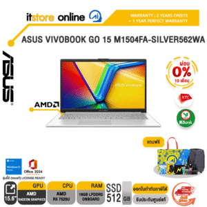 [ผ่อน 0% 10 ด.]ASUS VIVOBOOK GO 15 M1504FA-SILVER562WA /R5 7520U /ประกัน 2 YEARS Onsite service+ 1Y Perfect warranty/BY ITSTORE-ONLINE