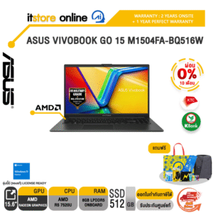 [ผ่อน 0% 10 ด.]ASUS VIVOBOOK GO 15 M1504FA-BQ516W /Ryzen™ 5 7520U /ประกัน 2 YEARS Onsite service+ 1Y Perfect warranty/BY ITSTORE-ONLINE