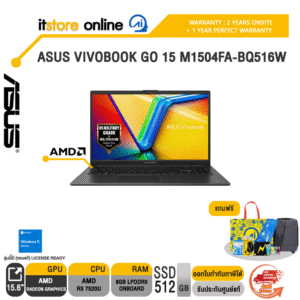 ASUS VIVOBOOK GO 15 M1504FA-BQ516W /Ryzen™ 5 7520U /ประกัน 2 YEARS Onsite service+ 1Y Perfect warranty/BY ITSTORE-ONLINE