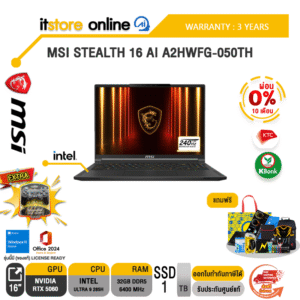 [ผ่อน 0% 10 ด.]MSI STEALTH 16 AI A2HWFG-050TH /Ultra 9 285H/ประกัน 3 Years/BY ITSTORE-ONLINE