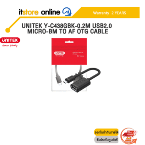 UNITEK Y-C438GBK-0.2M USB2.0 MICRO-BM TO AF OTG CABLE /ประกัน 2 Years/BY ITSTORE-ONLINE