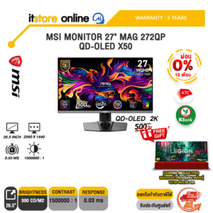 [ผ่อน 0% 10 ด.]MSI MONITOR 27" MAG 272QP QD-OLED X50 (QD-OLED 2K 500Hz)/ประกัน 3 Years/BY ITSTORE-ONLINE