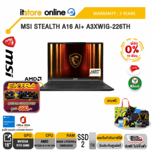 [ผ่อน 0% 10 ด.]MSI STEALTH A16 AI+ A3XWIG-226TH / Ryzen AI 9 HX 370/ประกัน 3 Years/BY ITSTORE-ONLINE