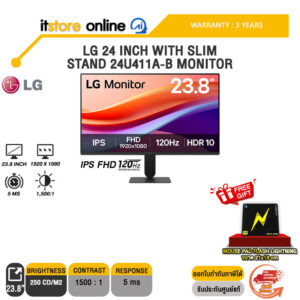 LG 24 INCH WITH SLIM STAND 24U411A-B MONITOR (IPS FHD 120Hz)/ประกัน 3 Years/BY ITSTORE-ONLINE