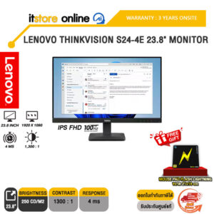 LENOVO THINKVISION 64B5KAR1TH S24-4E 23.8" MONITOR (IPS FHD 100Hz)/ประกัน 3 Years Onsite/BY ITSTORE-ONLINE