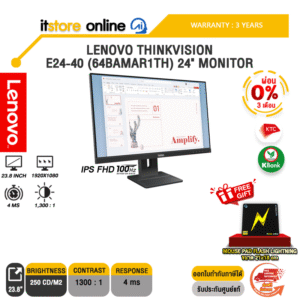 [ผ่อน 0% 3 ด.]LENOVO THINKVISION E24-40 (64BAMAR1TH) 24" MONITOR (IPS FHD 100Hz)/ประกัน 3 Years/BY ITSTORE-ONLINE
