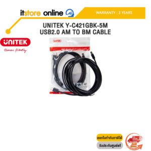 UNITEK Y-C421GBK-5M USB2.0 AM TO BM CABLE /ประกัน 2 Years/BY ITSTORE-ONLINE