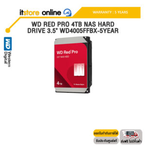 WD RED PRO 4TB NAS HARD DRIVE 3.5" WD4005FFBX-5YEAR /ประกัน 5 Years/BY ITSTORE-ONLINE
