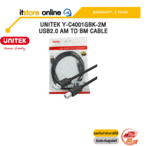 UNITEK Y-C4001GBK-2M USB2.0 AM TO BM CABLE /ประกัน 2 Years/BY ITSTORE-ONLINE
