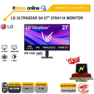 LG ULTRAGEAR G4 27” 27G411A-B MONITOR (IPS FHD 144Hz)/ประกัน 3 Years Onsite/BY ITSTORE-ONLINE