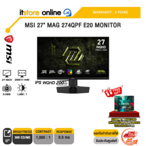 MSI 27" MAG 274QPF E20 MONITOR (IPS WQHD 200Hz)/ประกัน 3 Years/BY ITSTORE-ONLINE
