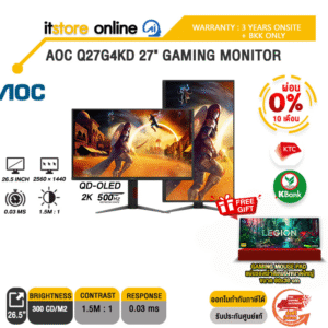[ผ่อน 0% 10 ด.]AOC Q27G4KD 27" GAMING MONITOR (QD-OLED 2K 500Hz)/ประกัน 3 Years Onsite + BKK ONLY Warranty/BY ITSTORE-ONLINE