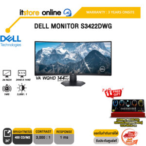 [ผ่อน 0% 10 ด.]DELL Monitor S3422DWG (VA/144HZ)/ประกัน3Y/Onsite/BY ITSTORE-ONLINE