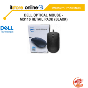 Dell Optical Mouse - MS116 Retail Pack (BLACK)/ประกัน1y + onsite/BY ITSTORE-ONLINE