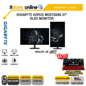 GIGABYTE AORUS MO27Q28G 27" OLED MONITOR (WOLED 2K 280Hz)/ประกัน 3 Years/BY ITSTORE-ONLINE