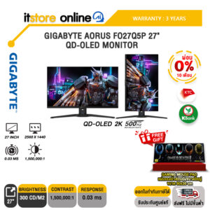 [ผ่อน 0% 10 ด.]GIGABYTE AORUS FO27Q5P 27" QD-OLED MONITOR (QD-OLED 2K 500Hz)/ประกัน 3 Years/BY ITSTORE-ONLINE