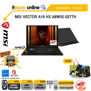 MSI VECTOR A16 HX A8WIG-027TH /R9 8940HX/ประกัน 3 Years/BY ITSTORE-ONLINE