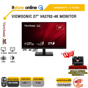 VIEWSONIC 27” VA2762-4K MONITOR /IPS 4K/60Hz/ประกัน 3 Years/BY ITSTORE-ONLINE
