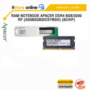 RAM NOTEBOOK APACER DDR4 8GB/3200 RP (AS08GGB32CSYBGH) (8CHIP)/ประกัน limited lifetime/BY ITSTORE ONLINE