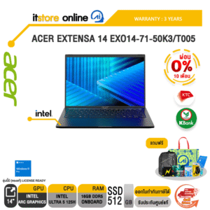[ผ่อน 0% 10 เดือน]ACER EXTENSA 14 EXO14-71-50K3/T005 /Ultra 5 125H/ประกัน 3 Years/BY ITSTORE-ONLINE