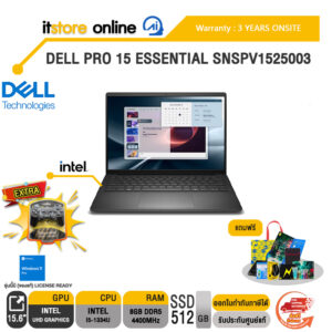DELL PRO 15 ESSENTIAL SNSPV1525003 /i5-1334U/ประกัน 3 Years Onsite/BY ITSTORE-ONLINE