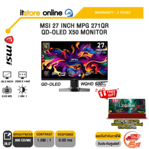 MSI 27 INCH MPG 271QR QD-OLED X50 MONITOR (QD-OLED WQHD 500Hz)/ประกัน 3 Years/BY ITSTORE-ONLINE