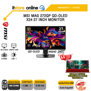 MSI MAG 272QP QD-OLED X24 27 INCH MONITOR (QD-OLED WQHD 240Hz)/ประกัน 3 Years/BY ITSTORE-ONLINE