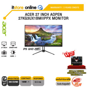 ACER 27 INCH AOPEN 27KG3UX1BMIIPPX MONITOR (IPS QHD 200Hz)/ประกัน 3 Years/BY ITSTORE-ONLINE