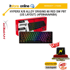 HYPERX K/B ALLOY ORIGINS 60 RED SW PBT (US LAYOUT) (4P5N4AA#ABA) /ประกัน2 Years Carry-in Regional